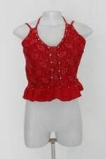 Blusa cropped feminina vermelha com Bordado