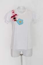 Blusa básica feminina branca com Bordado