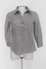 Blusa vanguard feminina cinza com fios metalizados 
