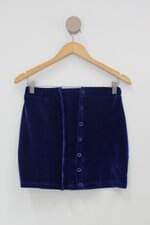 Saia feminino azul com Cós com elástico e Ilhós