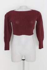 Blusa cropeed feminina vinho de tricot 