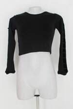 Blusa cropped feminina preta manga longa 