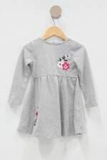 Vestido Infantil poim renner cinza com bordado