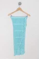Saída de praia feminina azul de tricot