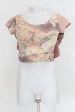 Cropped  feminino estampado com Babado nas costas 