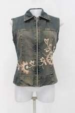 Colete neclarina feminina azul com Bordado