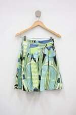 Saia bobstore feminina azul estampada com Pregas