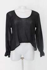 Blusa for why feminina preta com Transparência e Barra Mullet