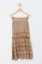 Saia belle veste feminina bege com Babado