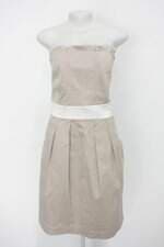 Vestido mary zaide feminino bege com Recortes e Pregas