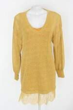 Vestido regina salomao feminino dourado com Forro e Renda