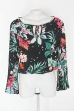 Blusa malha mercatto feminina preto estampado 