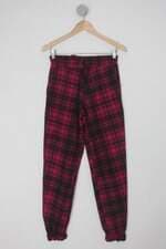 Calça de tecido feminina rosa xadrez 