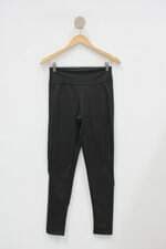 Calça Legging feminino preto com lateral couro fake 