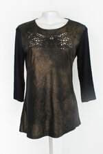 Blusa iriá feminina bicolor com Recortes