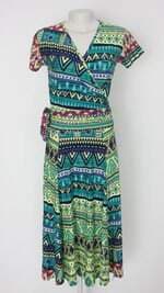 Vestido feminino colorido com Faixa na Cintura