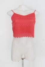 Cropped feminino coral com Forro