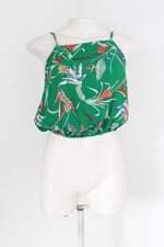 Blusa cropped feminina verde floral