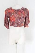 Blusa cropped bisi feminina estampada