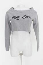 Cropped moletom feminina cinza com Silk