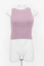 Regata cropped de tricô feminina lilás