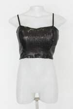 Regata cropped feminina preta com Paetê