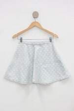 Saia godê feminino azul com bolinhas brancas 