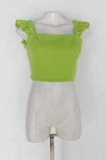 Blusa Cropped lucky you feminina verde com Babado
