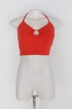 Blusa cropped feminina laranja com Ilhós
