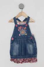 Salopete jeans Infantil azul com bordado