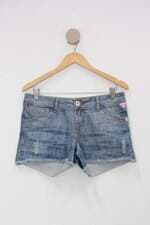 Shorts jeans patch work feminino azul