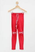 Calça Legging la bella mafia feminina vermelha com Recortes e Silk