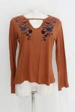 Blusa pernambucanas feminina marrom com Flocado