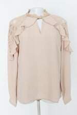 Blusa lomansa paris feminina bege com Babado e Renda