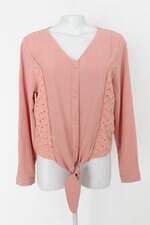 Blusa adoroo! feminina rosa com Aplique e Recortes