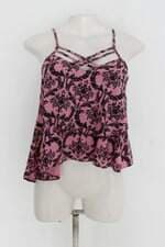 Regata cropped feminina estampada com Tiras e Sobreposição