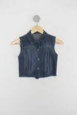 Colete jeans Infantil azul com nervura