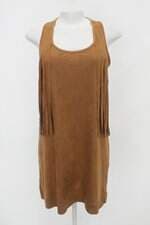 Vestido riachuelo feminino marrom com Franja