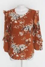 Blusa talita kume feminina marrom floral com Babado