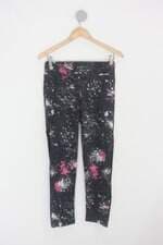 Calça Legging sawary feminina preta estampada com Tule