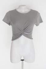 Blusa c&a feminina cinza com Franzido e Recortes