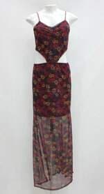 Vestido feminino floral com Recortes e Meio forro