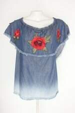 Blusa jean darrot feminina azul com Bordado