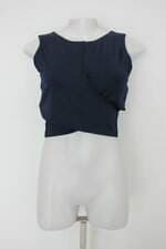 Regata cropped feminina azul com Sobreposição