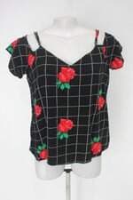 Blusa feminina preta estampada