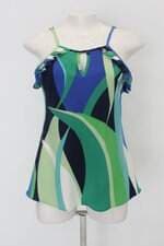 Regata feminina verde estampada com Babado