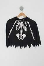 Poncho Fantasia esqueleto Infantil smiffys preto com silk  e capuz
