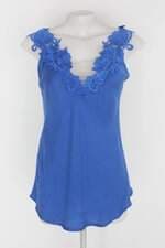 Regata feminina azul com Tule e Renda