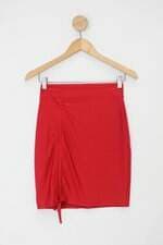 Minissaia feminina vermelho com Franzido