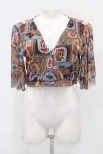 Blusa cropped de tule renner feminina estampada com Meio forro